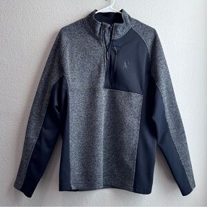 Men’s Spyder Half Zip Sweater Gait Knit Pullover Jacket Gray and Black